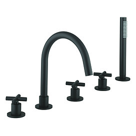 Crosswater MPRO Crosshead Matt Black 5 Hole Set Bath Shower Mixer - PRC450DM Large Image