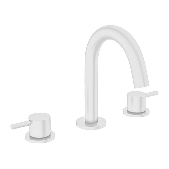 Crosswater MPRO Deck Mounted 3 Hole Set Basin Mixer - Matt White - PRO135DNW+ Large Image