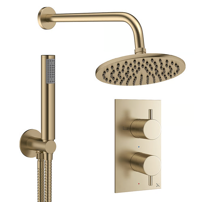 Crosswater MPRO Design Diverter Shower Pack with 200mm Head + Fixed Handset - Brushed Brass