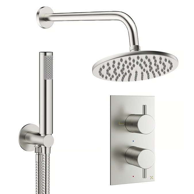 Crosswater MPRO Design Diverter Shower Pack with 200mm Head + Fixed Handset - Brushed Nickel