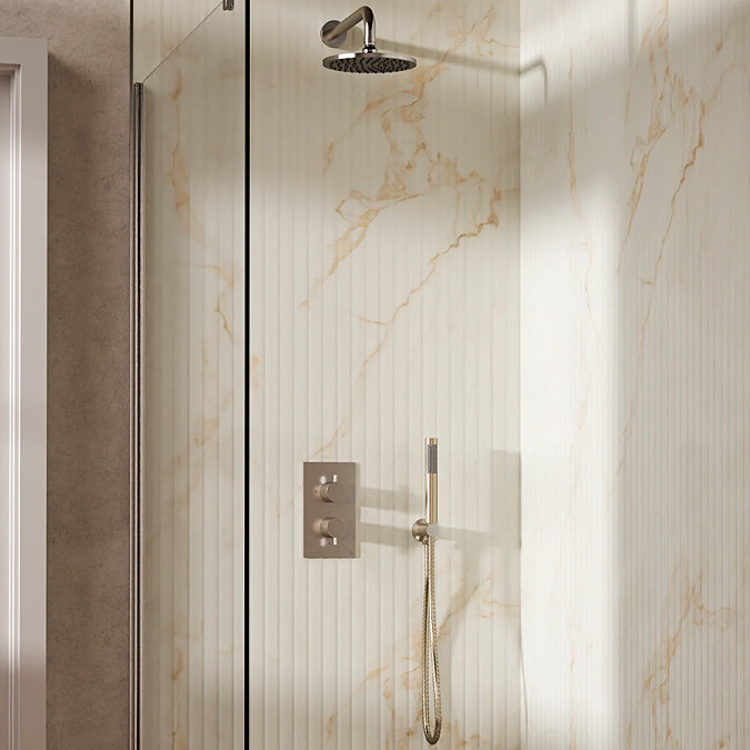 Crosswater MPRO Design Diverter Shower Pack with 200mm Head + Fixed Handset - Brushed Nickel