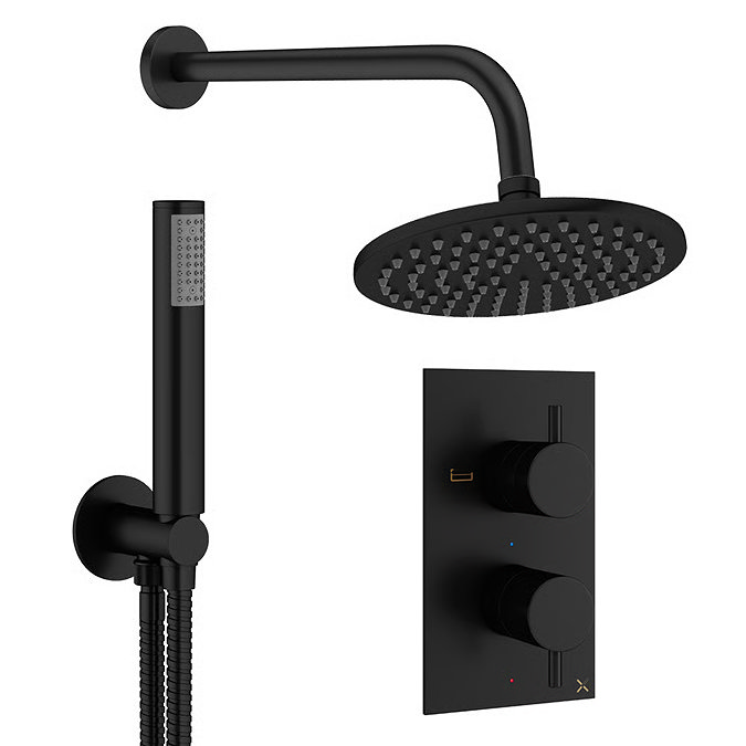 Crosswater MPRO Design Diverter Shower Pack with 200mm Head + Fixed Handset - Matt Black