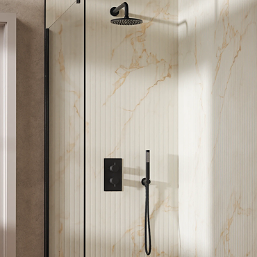Crosswater MPRO Design Diverter Shower Pack with 200mm Head + Fixed Handset - Matt Black