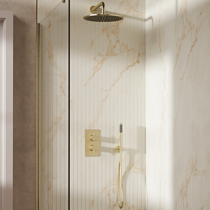 Crosswater MPRO Design Diverter Shower Pack with 300mm Head + Fixed Handset - Brushed Brass
