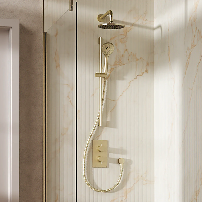 Crosswater MPRO Design Shower Pack with 200mm Head + Slide Rail Handset - Brushed Brass