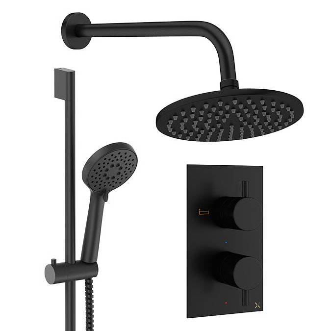 Crosswater MPRO Design Shower Pack with 200mm Head + Slide Rail Handset - Matt Black