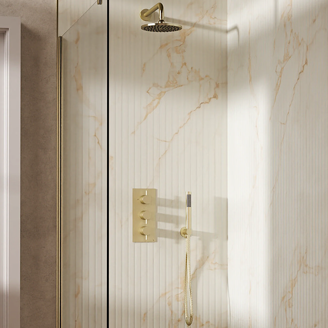 Crosswater MPRO Design Triple Shower Pack with 200mm Head + Fixed Handset - Brushed Brass