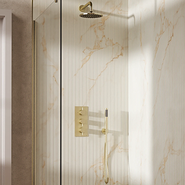 Crosswater MPRO Design Triple Shower Pack with 200mm Head + Fixed Handset - Brushed Brass