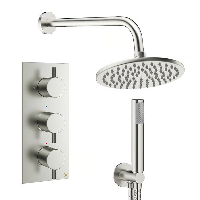Crosswater MPRO Design Triple Shower Pack with 200mm Head + Fixed Handset - Brushed Nickel