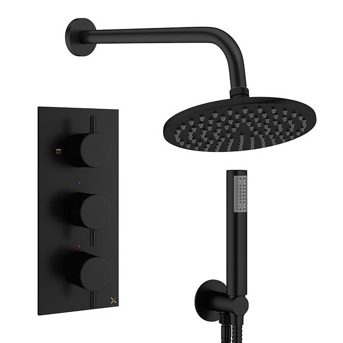 Crosswater MPRO Design Triple Shower Pack with 200mm Head + Fixed Handset - Matt Black