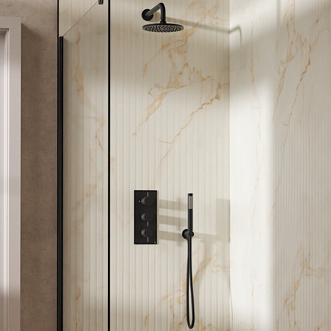 Crosswater MPRO Design Triple Shower Pack with 200mm Head + Fixed Handset - Matt Black