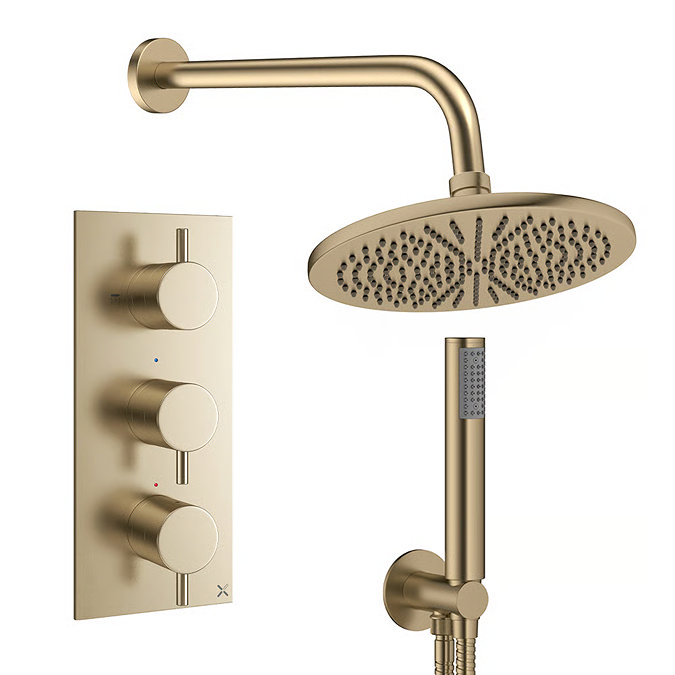 Crosswater MPRO Design Triple Shower Pack with 300mm Head + Fixed Handset - Brushed Brass