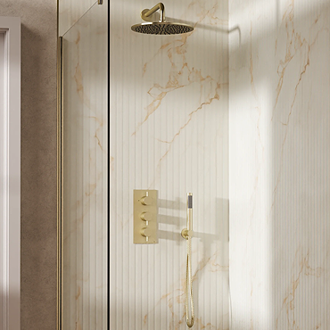 Crosswater MPRO Design Triple Shower Pack with 300mm Head + Fixed Handset - Brushed Brass