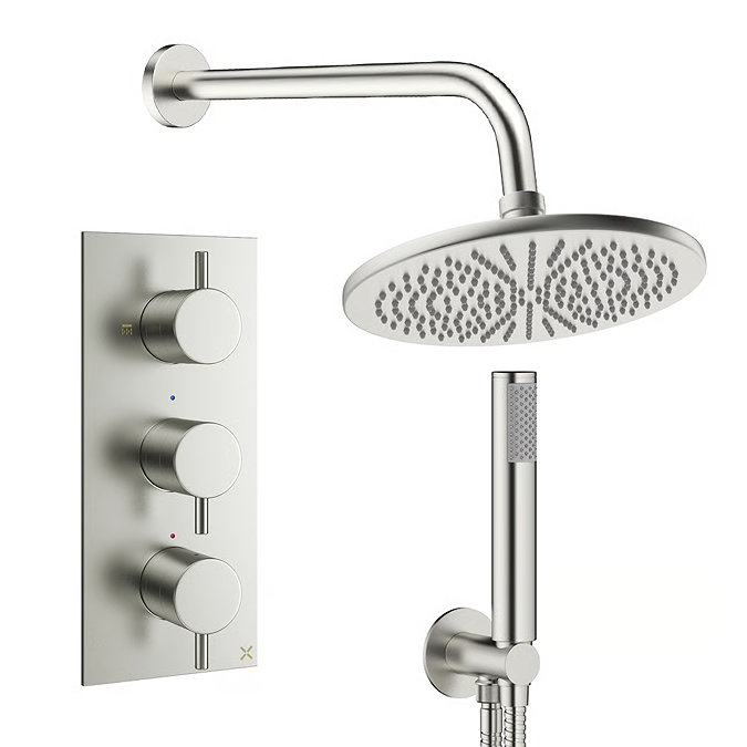 Crosswater MPRO Design Triple Shower Pack with 300mm Head + Fixed Handset - Brushed Nickel