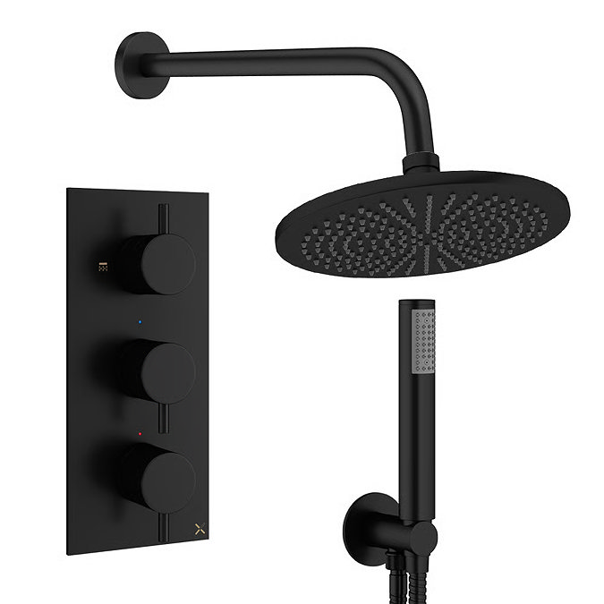 Crosswater MPRO Design Triple Shower Pack with 300mm Head + Fixed Handset - Matt Black