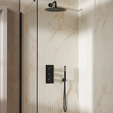 Crosswater MPRO Design Triple Shower Pack with 300mm Head + Fixed Handset - Matt Black