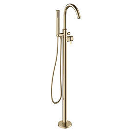 Crosswater MPRO Floor Mounted Freestanding Bath Shower Mixer - Brushed Brass - PRO416FF Medium Image