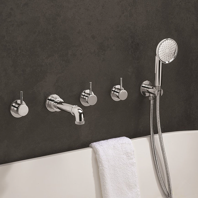 Crosswater MPRO Industrial 5 Hole Bath Filler with Spout & Handset - Chrome - PRI450WC Profile Larg