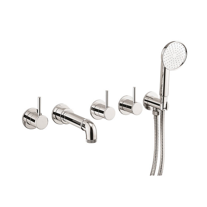 Crosswater MPRO Industrial 5 Hole Bath Filler with Spout & Handset - Chrome - PRI450WC Large Image