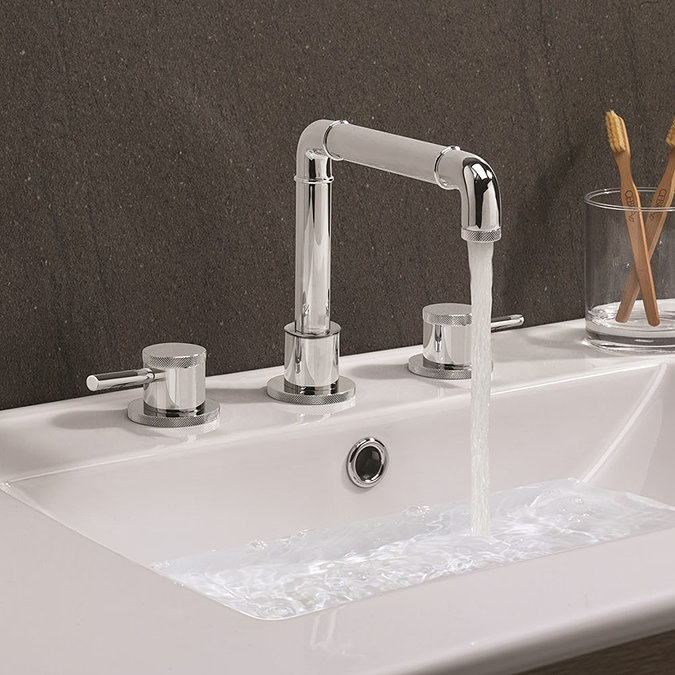 Crosswater MPRO Industrial Deck Mounted 3 Hole Set Basin Mixer - Chrome - PRI135DNC Profile Large I