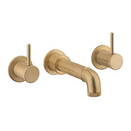 Crosswater MPRO Industrial Lever Wall Mounted Bath Spout and Stop Taps - Unlacquered Brushed Brass -