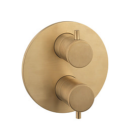 Crosswater MPRO Industrial Unlacquered Brushed Brass Crossbox 2 Outlet Multi-flow Trim Set Large Ima