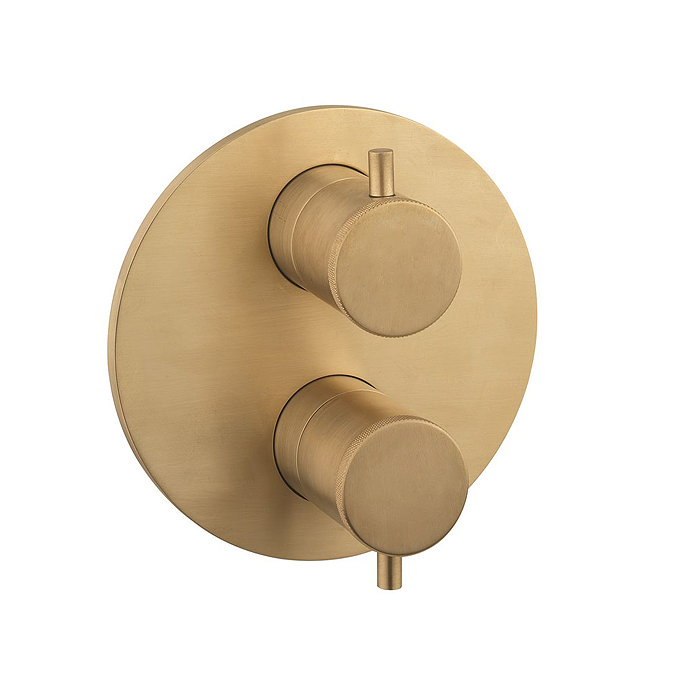 Crosswater MPRO Industrial Unlacquered Brushed Brass Crossbox 2 Outlet Multi-flow Trim Set Large Ima