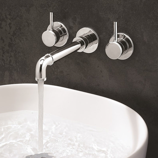 Crosswater MPRO Industrial Wall Mounted 3 Hole Set Basin Mixer - Chrome - PRI130WNC Crosswater MPRO