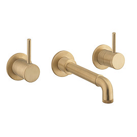 Crosswater MPRO Industrial Wall Mounted 3 Hole Set Basin Mixer - Unlacquered Brushed Brass - PRI130