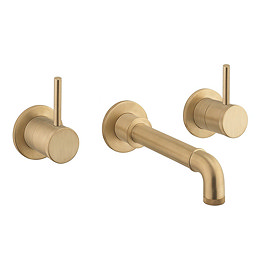 Crosswater MPRO Industrial Wall Mounted 3 Hole Set Basin Mixer - Unlacquered Brushed Brass - PRI130