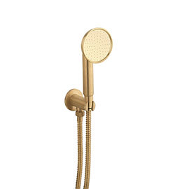 Crosswater MPRO Industrial Wall Outlet, Single Mode Handset & Hose - Unlacquered Brushed Brass  - PR