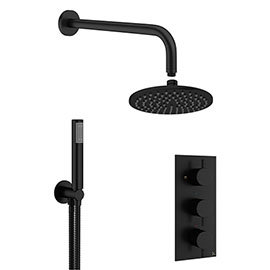 Crosswater MPRO Matt Black 2 Outlet 3-Handle Shower Bundle Medium Image