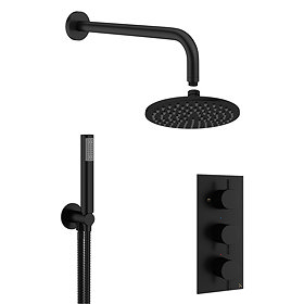 Crosswater MPRO Matt Black 2 Outlet 3-Handle Shower Bundle Large Image