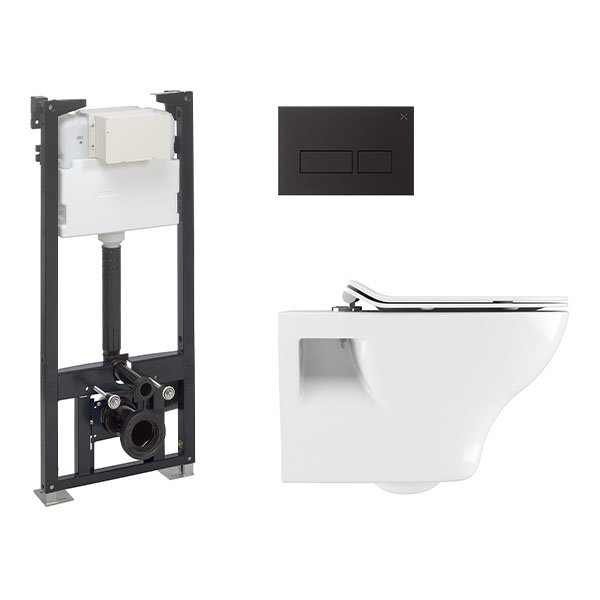 Crosswater MPRO Matt Black / Kai Toilet + Concealed WC Cistern with Wall Hung Frame  additional Large Image