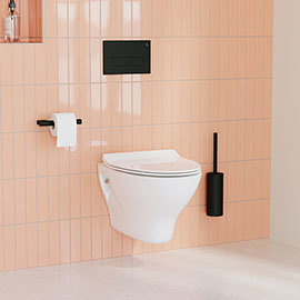 Crosswater MPRO Matt Black / Kai Toilet + Concealed WC Cistern with Wall Hung Frame Medium Image