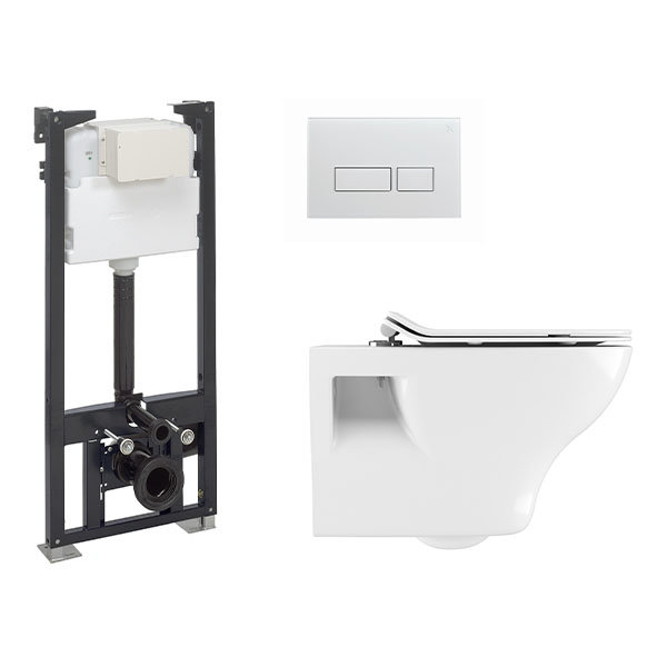 Crosswater MPRO Matt White / Kai Toilet + Concealed WC Cistern with Wall Hung Frame  additional Large Image