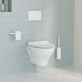 Crosswater MPRO Matt White / Kai Toilet + Concealed WC Cistern with Wall Hung Frame Medium Image