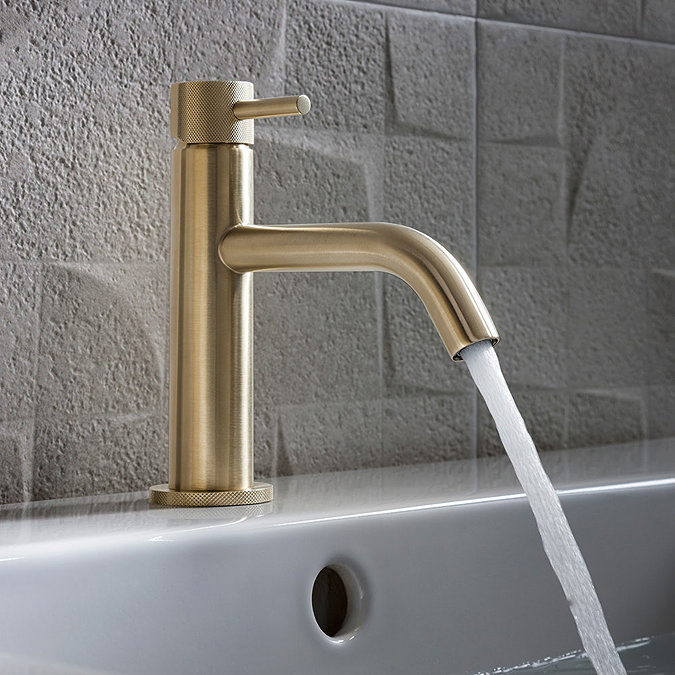 Crosswater MPRO Monobloc Basin Mixer with Knurled Detailing - Brushed Brass - PRO110DNF_K  Feature Large Image
