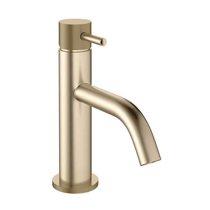 Crosswater MPRO Monobloc Basin Mixer with Knurled Detailing - Brushed Brass - PRO110DNF_K Large Imag
