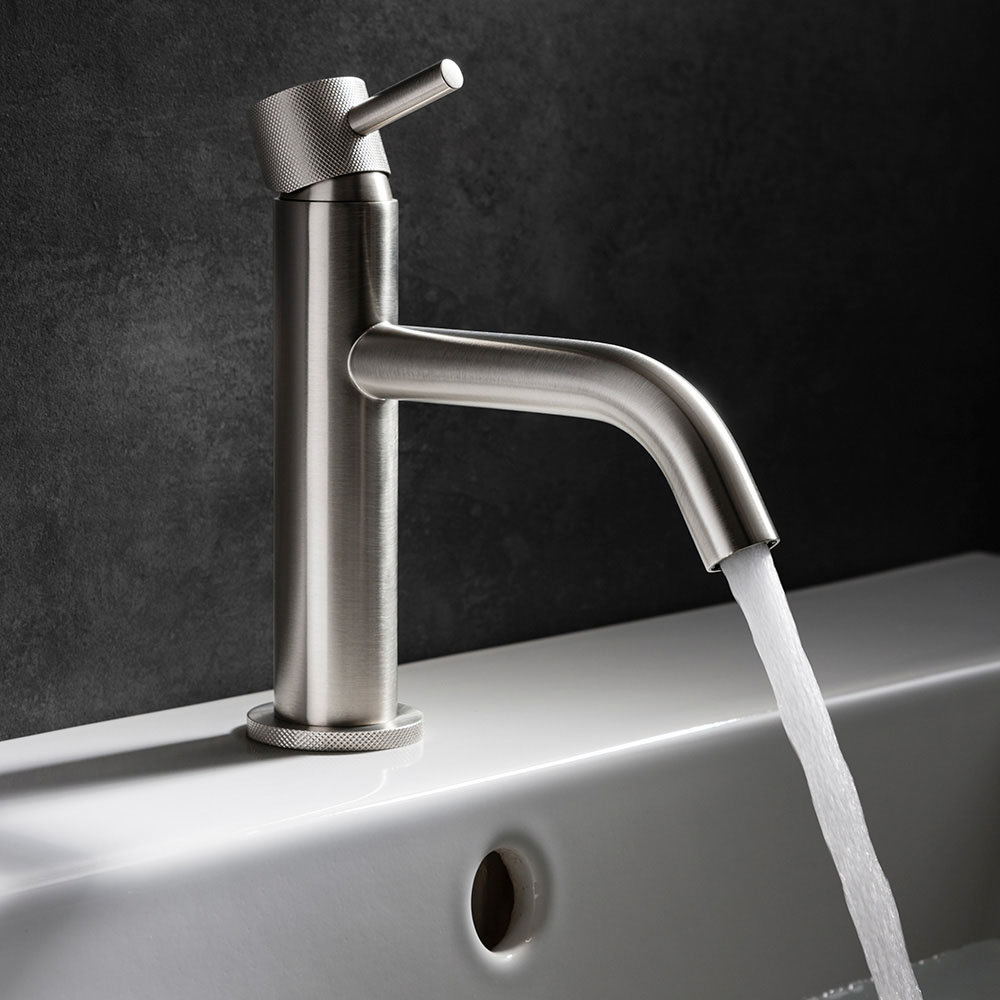 Crosswater MPRO Monobloc Basin Mixer with Knurled Detailing - Brushed ...