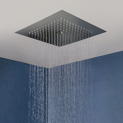 Crosswater MPRO Stream Fixed Ceiling Mounted Square Shower Head - Brushed Brass - PRO380F  Profile L