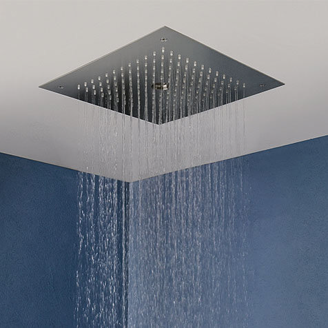 Crosswater MPRO Stream Fixed Ceiling Mounted Square Shower Head - Brushed Stainless Steel - PRO380V 