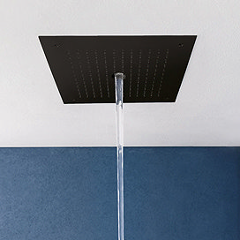 Crosswater MPRO Stream Fixed Ceiling Mounted Square Shower Head - Matt Black - PRO380M Large Image
