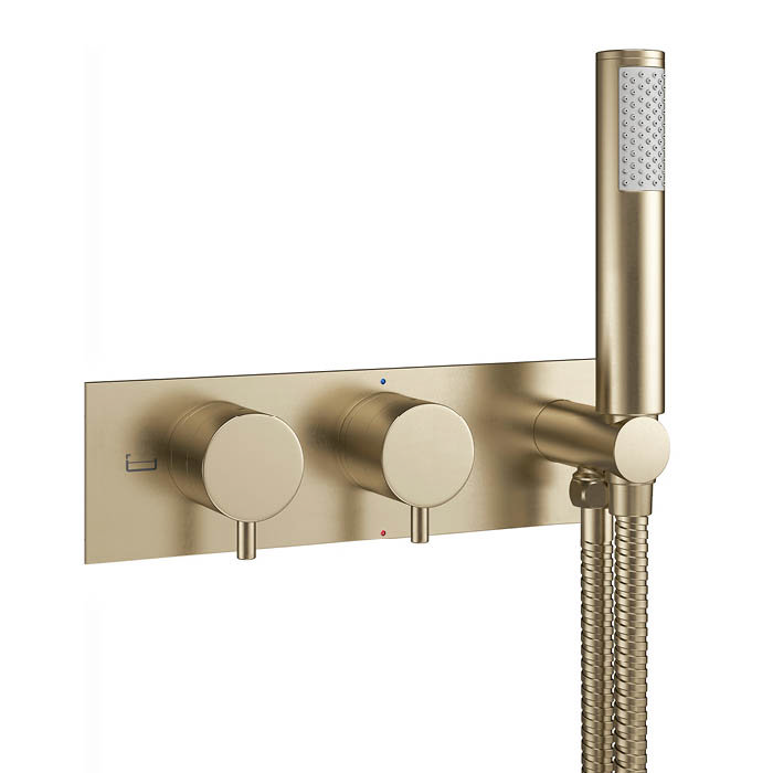 Crosswater MPRO Thermostatic Shower Valve with Handset - Brushed Brass - PRO1701RF+ Large Image