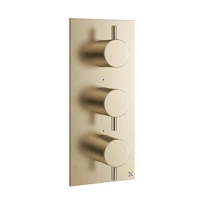 Crosswater MPRO Triple Concealed Thermostatic Shower Valve - Brushed Brass - PRO2000RF+ Large Image