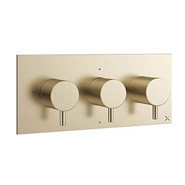 Crosswater MPRO Triple Concealed Thermostatic Shower Valve - Brushed Brass - PRO2001RF+ Medium Image