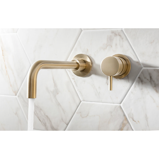 Crosswater MPRO Wall Mounted 2 Hole Set Basin Mixer - Brushed Brass - PRO120WNF  Profile Large Image