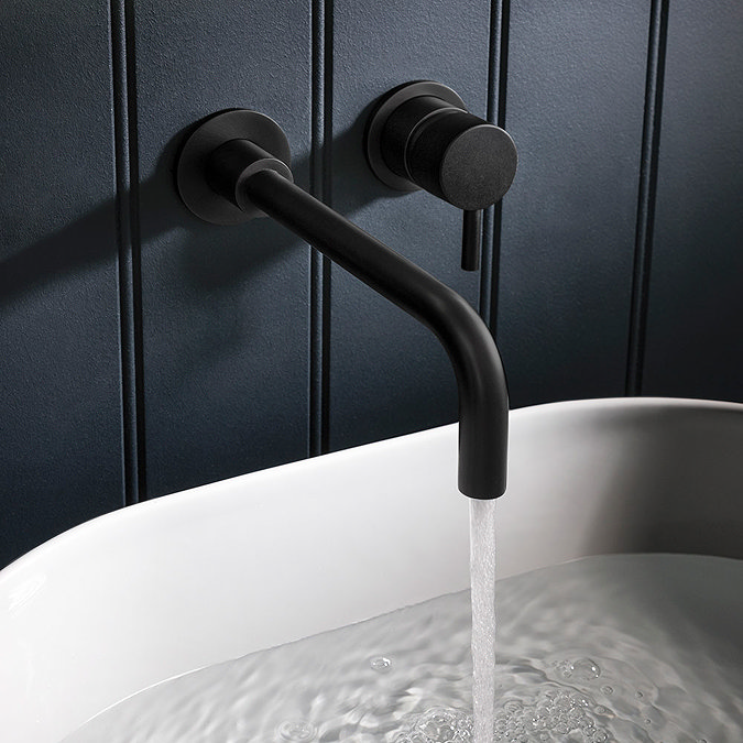 Crosswater MPRO Wall Mounted 2 Hole Set Basin Mixer - Matt Black - PRO120WNM  Profile Large Image