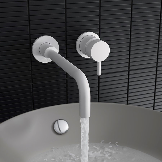 Crosswater MPRO Wall Mounted 2 Hole Set Basin Mixer - Matt White - PRO120WNW+ Profile Large Image