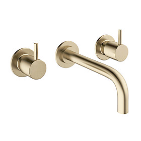 Crosswater MPRO Wall Mounted 3 Hole Set Basin Mixer - Brushed Brass - PRO130WNF+ Large Image